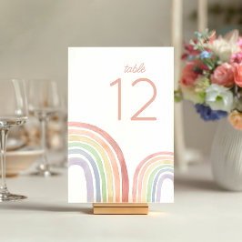 Cute Pastel Watercolor Rainbow Baby Shower Bordsnummer