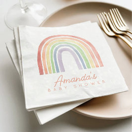 Cute Pastel Watercolor Rainbow Baby Shower Pappersservett