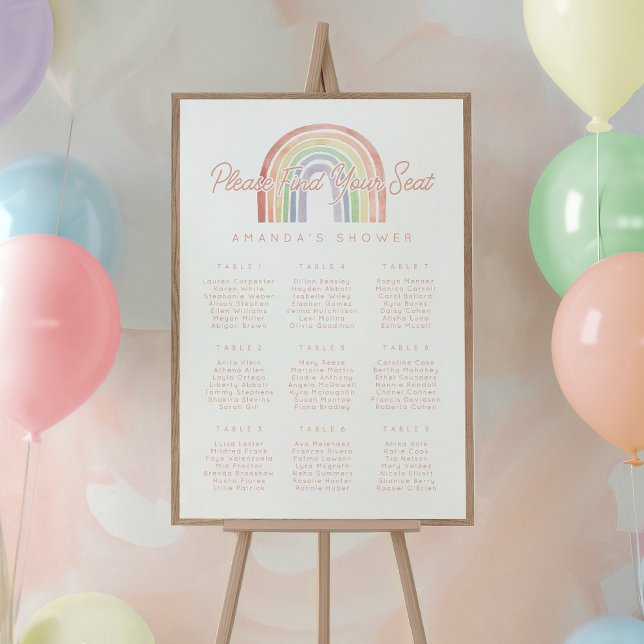 Cute Pastel Watercolor Rainbow Shower Sittar Poster (Skapare uppladdad)