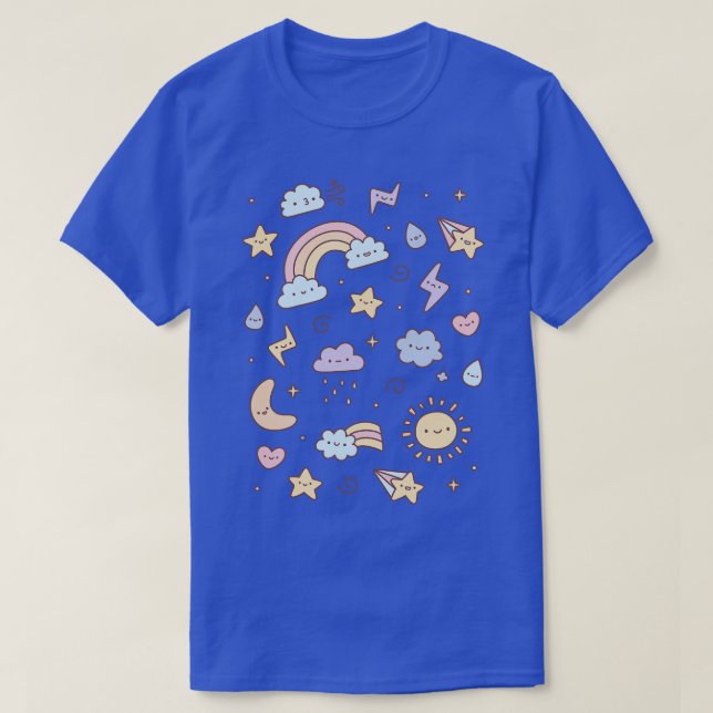 Cute Pastel Weather Doodles T Shirt (Design framsida)