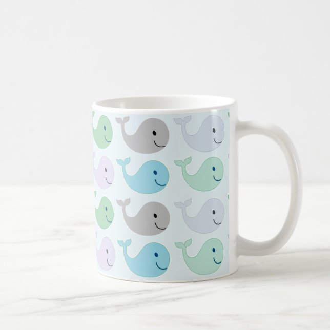Cute Pastel Whales Mönster Kaffemugg (Höger)