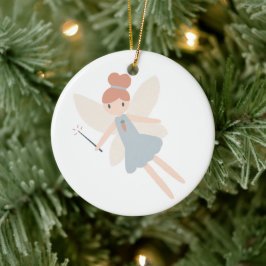 Cute Pastel Whimsical Harvest Fairy Julgransprydnad Keramik