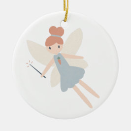 Cute Pastel Whimsical Harvest Fairy Julgransprydnad Keramik