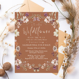 Cute Pastel Wildblomma Terracotta Baby Shower Inbjudningar