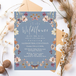 Cute Pastel WildblomPeriwinkle Baby Shower Inbjudningar