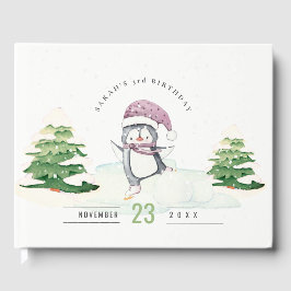 Cute Pastel Winter Penguin Kids, oavsett ålder Gästböcker