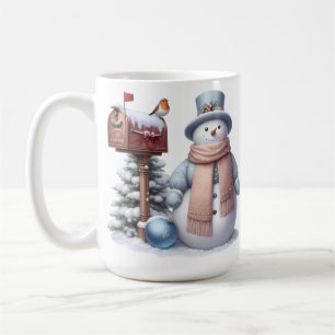 CUTE PASTEL WINTER SNÖGUBBE & SNOWY POSTBOX KAFFEMUGG