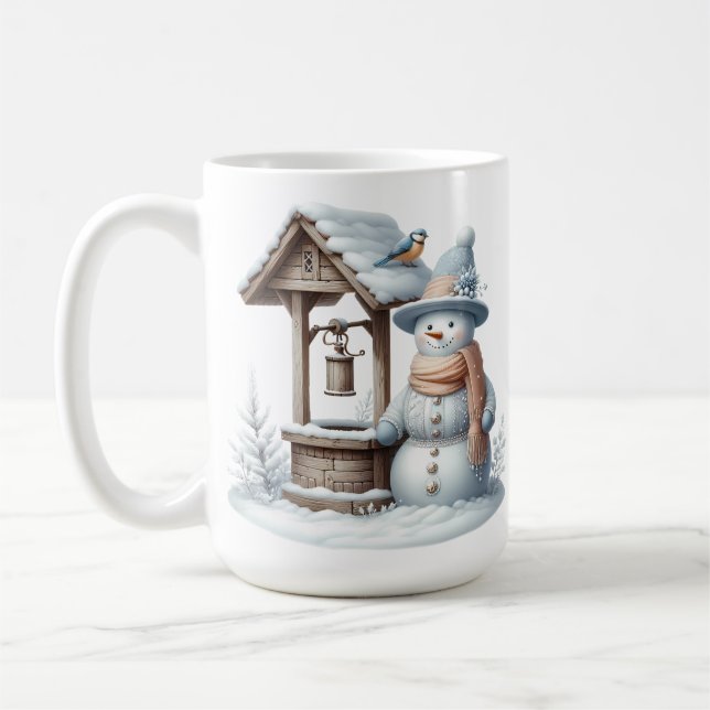 CUTE PASTEL WINTER SNÖGUBBE & WISHING WELL KAFFEMUGG (Vänster)