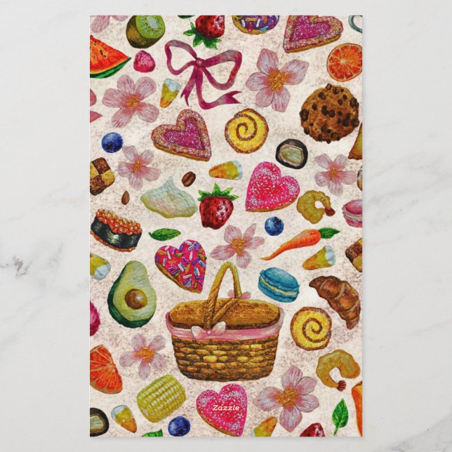 Cute Pastry Confections Sweets Brevpapper (Baksida)