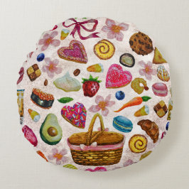 Cute Pastry Confections Sweets Rund Kudde