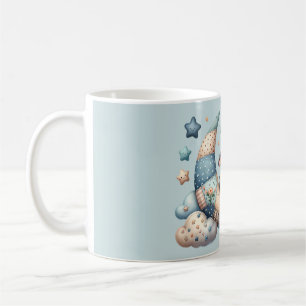 Cute Patchwork Cow over Måne med stjärnor Kaffemugg