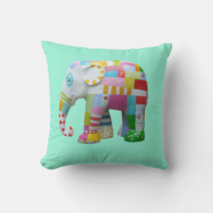 Cute patchwork elephant retro vismiskt kudde