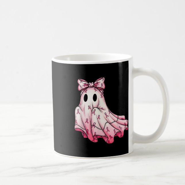 Cute Patchwork Ghost Rosa Ribbon Breast Cancer Awa Kaffemugg (Höger)