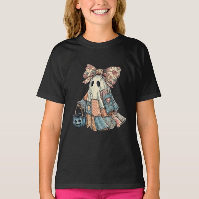 Cute Patchwork Ghost T Shirt (Framsida)