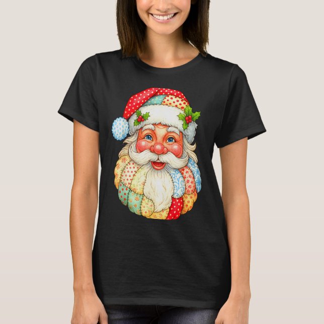 Cute Patchwork Jultomten jul Julafton Manar Wome T Shirt (Framsida)
