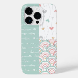 Cute Patchwork Kärlek Hearts Rainbows Pastel
