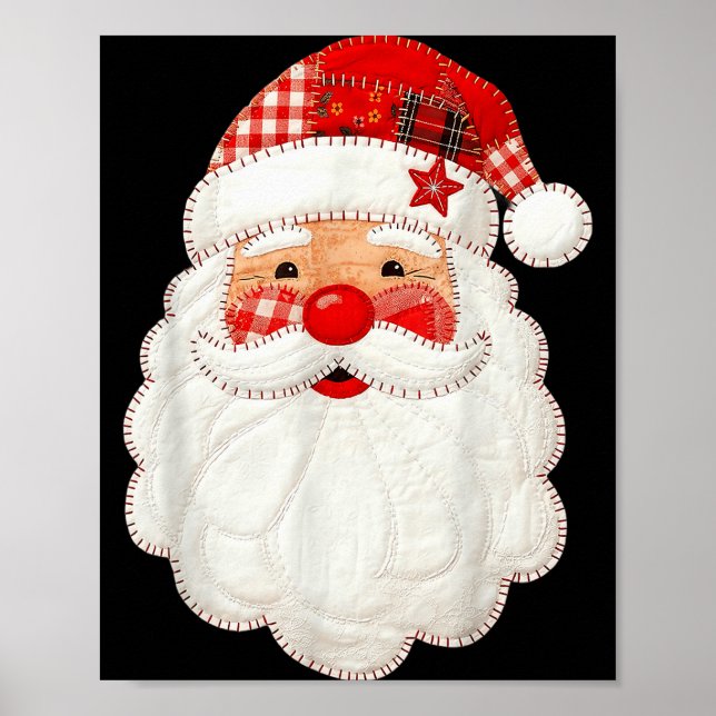 Cute Patchwork Santa Claus Christmas Xmas Men Wome Poster (Framsidan)