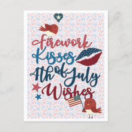 Cute Patriotic 4:e juli Önskemål Vykort