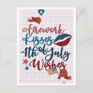 Cute Patriotic 4:e juli Önskemål Vykort