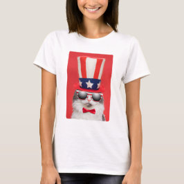 Cute Patriotic American Cat T Shirt