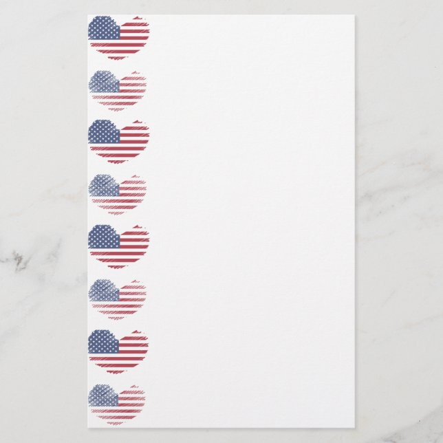 Cute Patriotic American Flagga Brevpapper (Framsida)