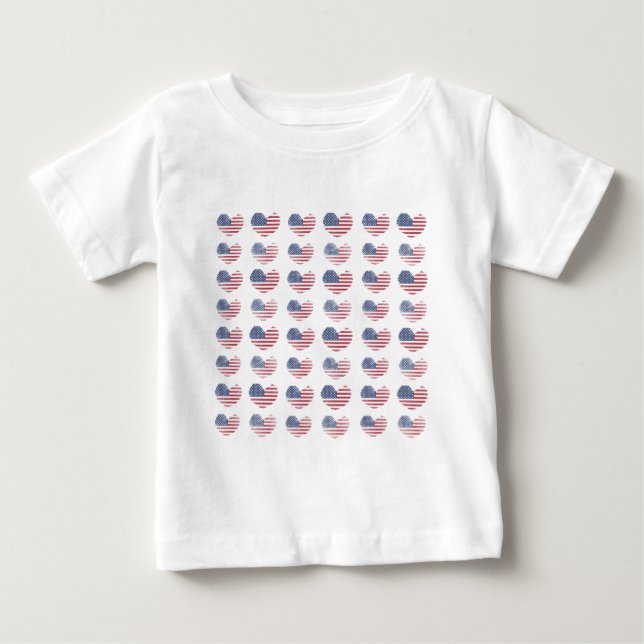 Cute Patriotic American Flagga T-shirt (Framsida)