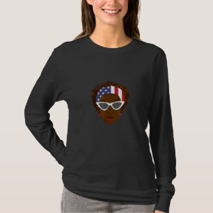 Cute Patriotic Black Woman med amerikansk Flagga S T Shirt