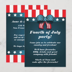 Cute Patriotic Bow 4:e juli-partiets inbjudningar