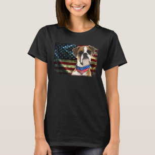 Cute Patriotic Boxer American Flagga Hund Women T Shirt