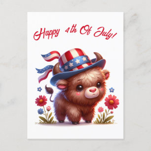 Cute Patriotic Buffalo Forth från juli Vykort