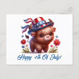Cute Patriotic Buffalo från juli-vykort Vykort
