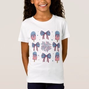 Cute Patriotic Coquette Bows Ice Cream 4 juli T Shirt