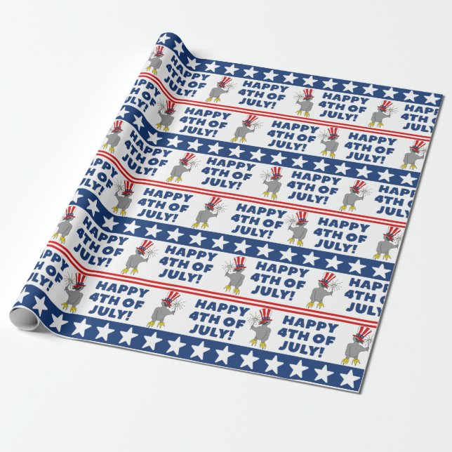 Cute Patriotic Eaglet Lycklig 4 juli Presentpapper (Utrullad)