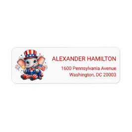  Cute Patriotic Elephant Return Address Returadress Etikett