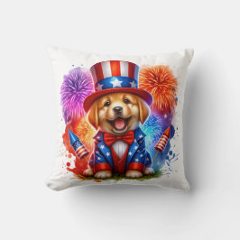 Cute Patriotic farbror Sam Puppy Fireworks Kudde
