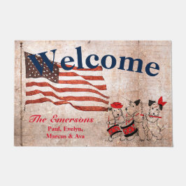 Cute Patriotic Flagga Scotty Hundar Fife Band Door