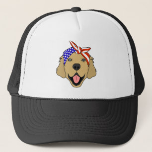 Cute Patriotic Golden Retriever Hund Keps