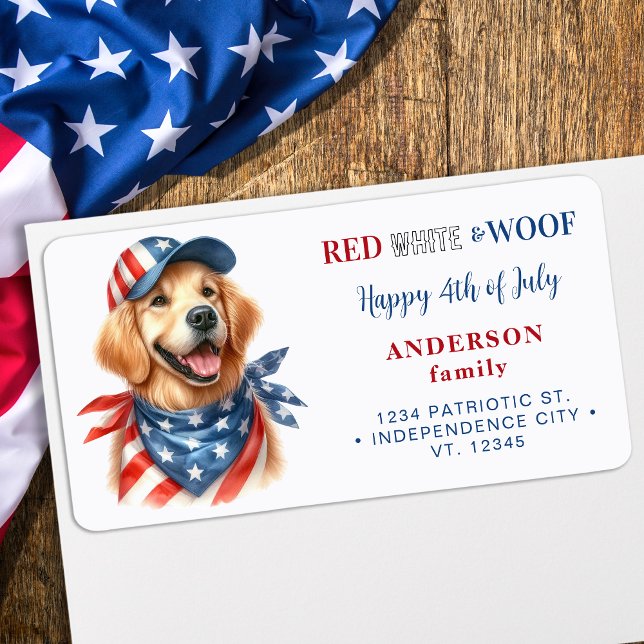 Cute Patriotic Hund 4:e juli-Returadressen Adressetikett (Skapare uppladdad)