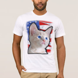 Cute Patriotic Kitten American Flagga 4 juli Tee