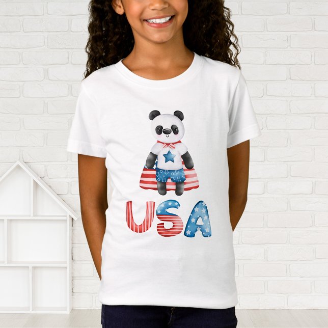 Cute Patriotic Panda Superhjälte T Shirt (Skapare uppladdad)