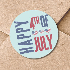 Cute Patriotic Party American Flagga 4:e juli Runt Klistermärke