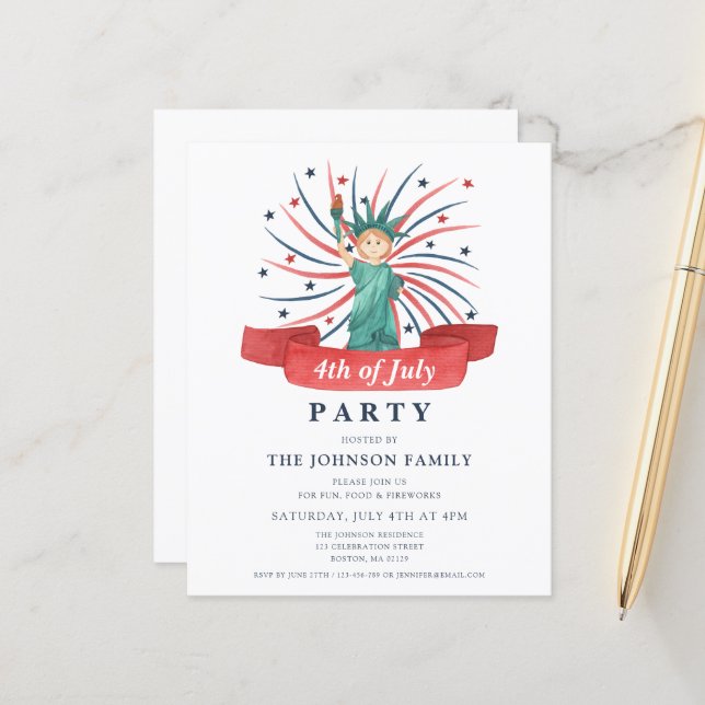 Cute Patriotic Red White och Blue 4 juli (Fram/Back In Situ)