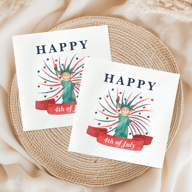 Cute Patriotic Red White och Blue 4 juli Pappersservett (Cute Patriotic Red White And Blue 4th of July Napkins)