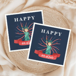Cute Patriotic Red White och Blue 4 juli Pappersservett