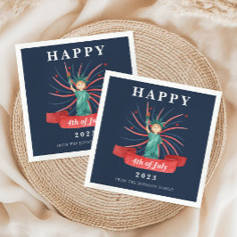 Cute Patriotic Red White och Blue 4 juli Pappersservett