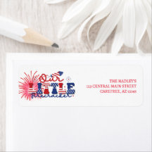 Cute Patriotic Return-adressetikett