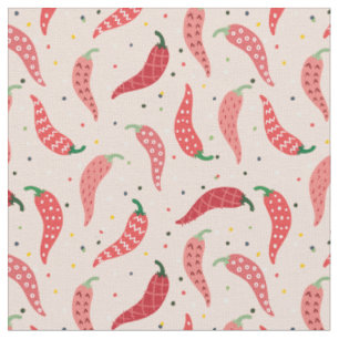 Cute Patternated Chile Peppers on Rosa Fabric Tyg