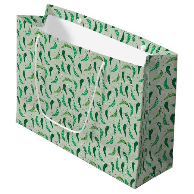 Cute Patternated Chile Peppers på Grönt Large Gift (Framsidan Vinklad)