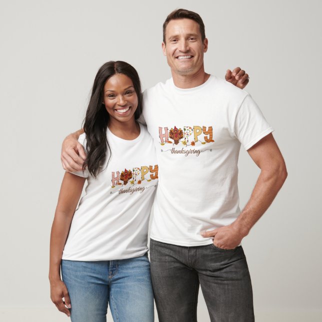 Cute Patterned Turkey Thanksgiving T Shirt (Unisex)