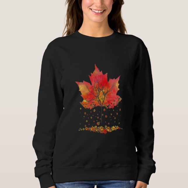 Cute Paw Cat Kitten  Autumn Fall Season Leaves T Shirt (Framsida)
